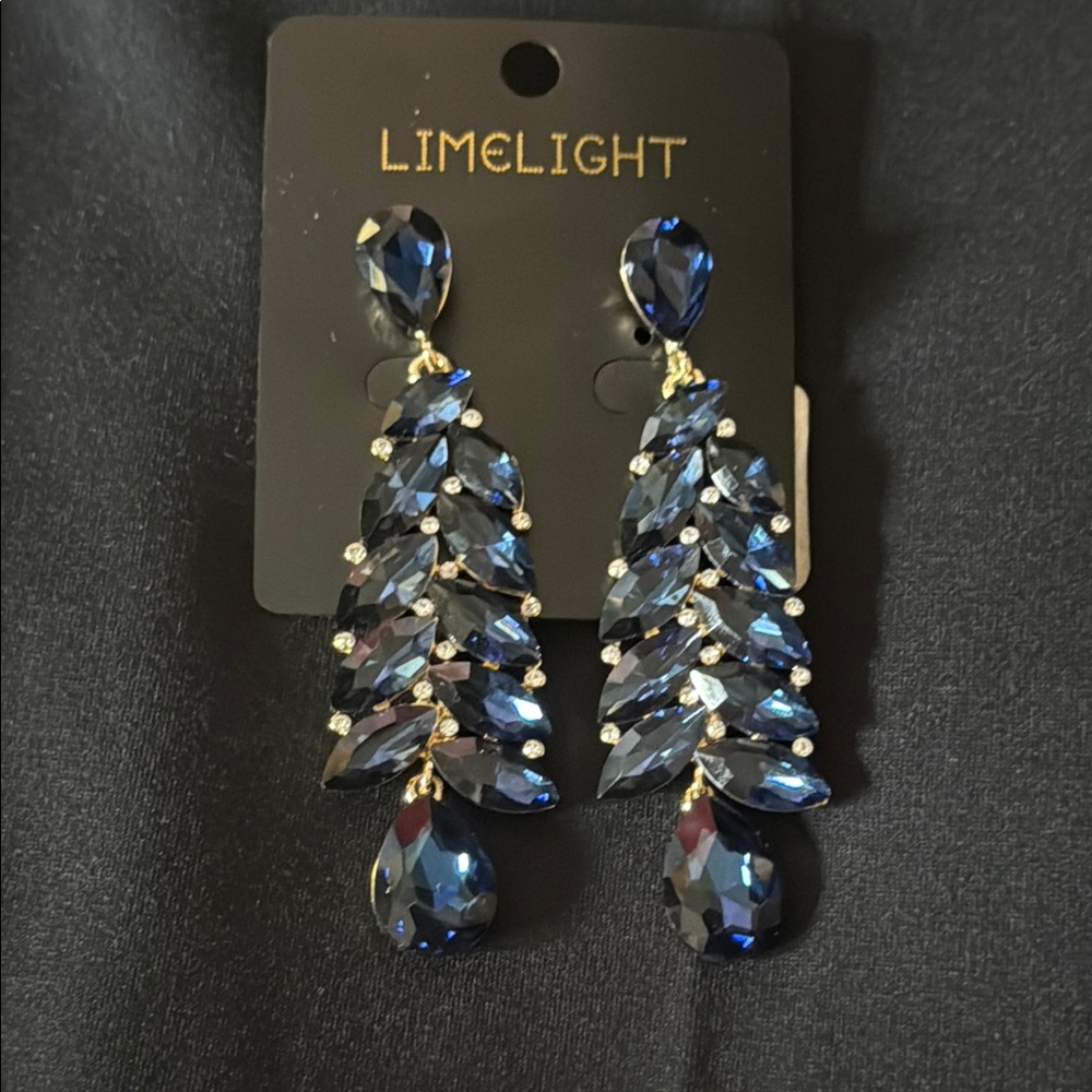 Elegant Blue and Gold Statement Earrings